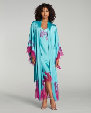 Agent Provocateur Christi Long Kimono レディース ガウン Teal/Pink 日本 | L7C-4915