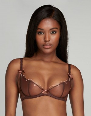 Agent Provocateur Lorna Demi Cup Plunge Underwired Bra レディース ブラ Chestnut 日本 | V9C-5430