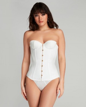 Agent Provocateur Mercy Satin Corset レディース ランジェリー 白 日本 | V1W-6564