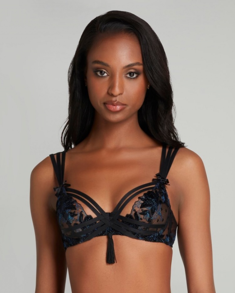 Agent Provocateur Adellah Plunge Underwired Bra レディース ブラ Black/Teal 日本 | T9J-3126