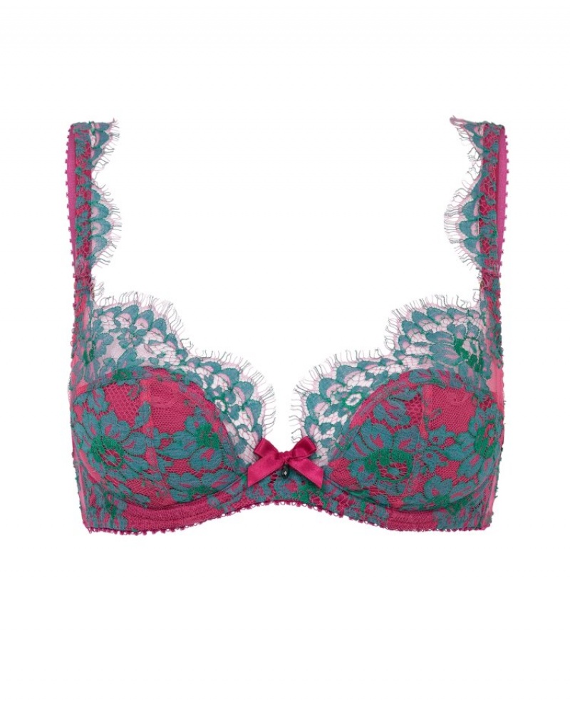 Agent Provocateur Carline Plunge Underwired Bra レディース ブラ Green/Fuchsia 日本 | Q1S-1461