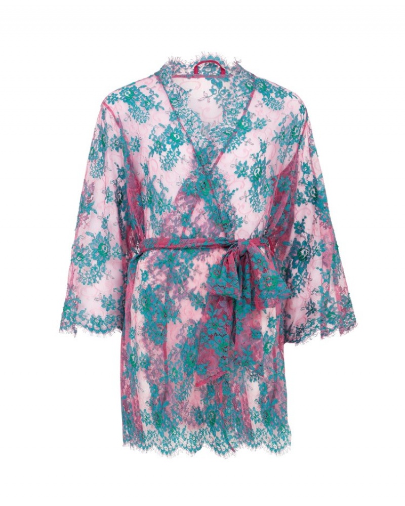 Agent Provocateur Carline Short Kimono レディース ガウン Green/Fuchsia 日本 | R2O-2767