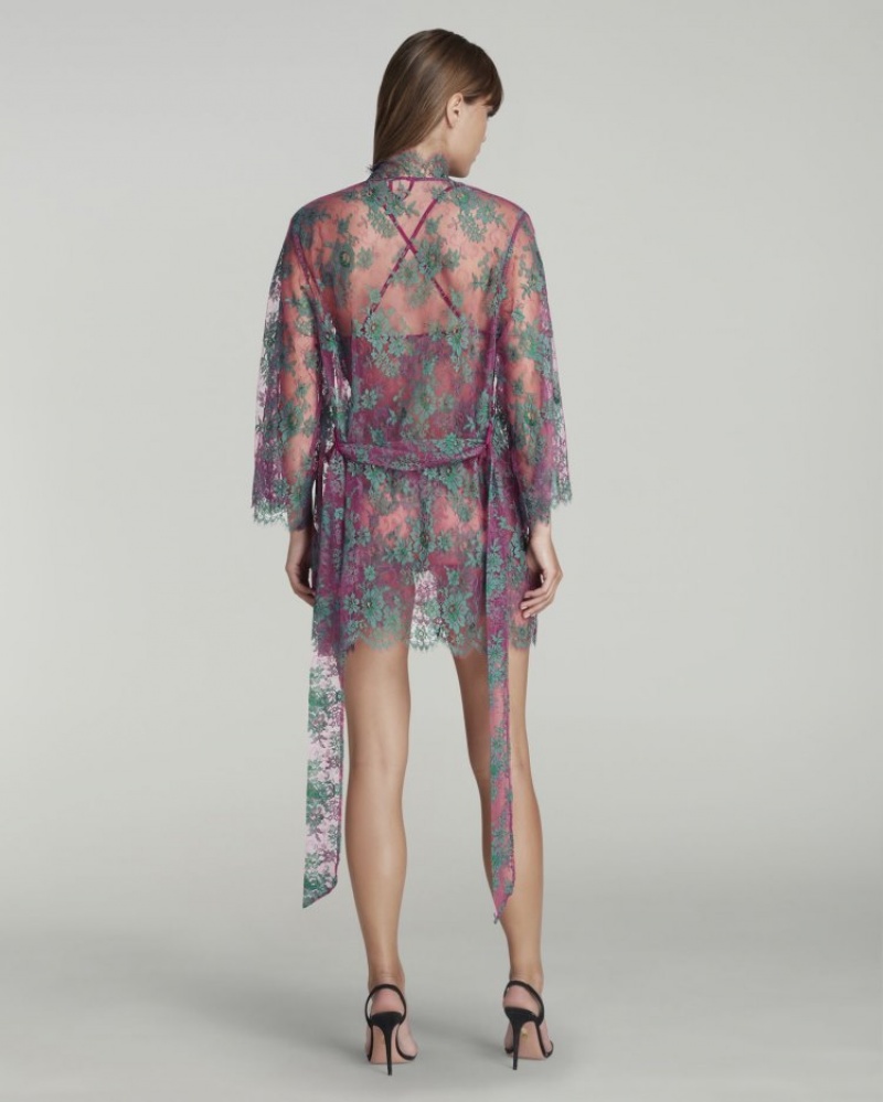 Agent Provocateur Carline Short Kimono レディース ガウン Green/Fuchsia 日本 | R2O-2767