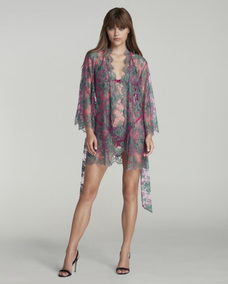 Agent Provocateur Carline Short Kimono レディース ガウン Green/Fuchsia 日本 | R2O-2767