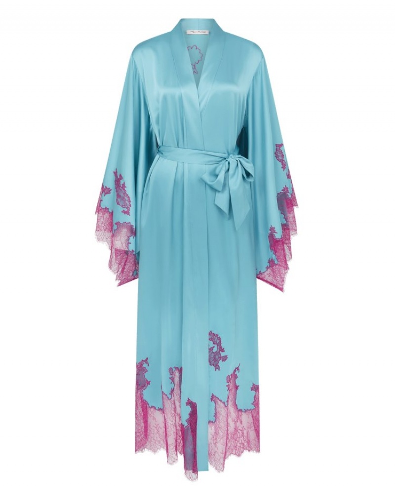 Agent Provocateur Christi Long Kimono レディース ガウン Teal/Pink 日本 | L7C-4915