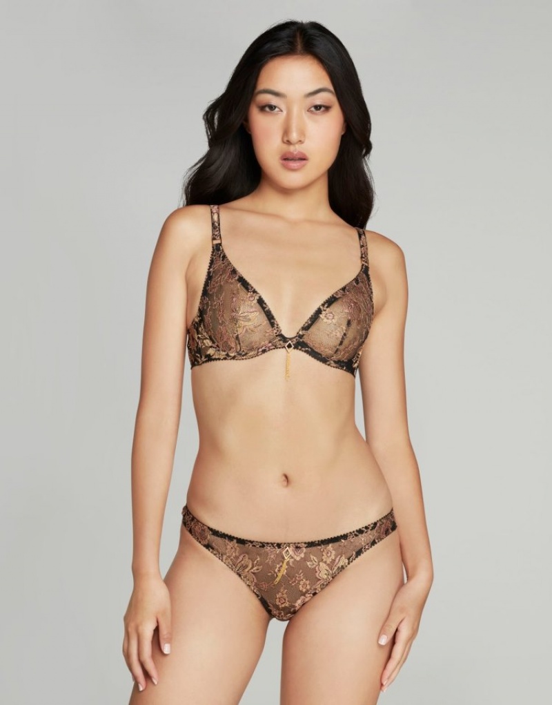 Agent Provocateur Constantia Plunge Underwired Bra レディース ブラ ゴールド 日本 | G7D-7465