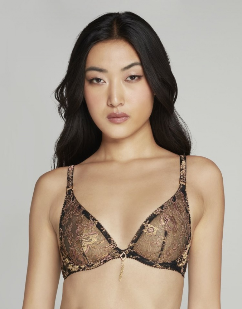 Agent Provocateur Constantia Plunge Underwired Bra レディース ブラ ゴールド 日本 | G7D-7465