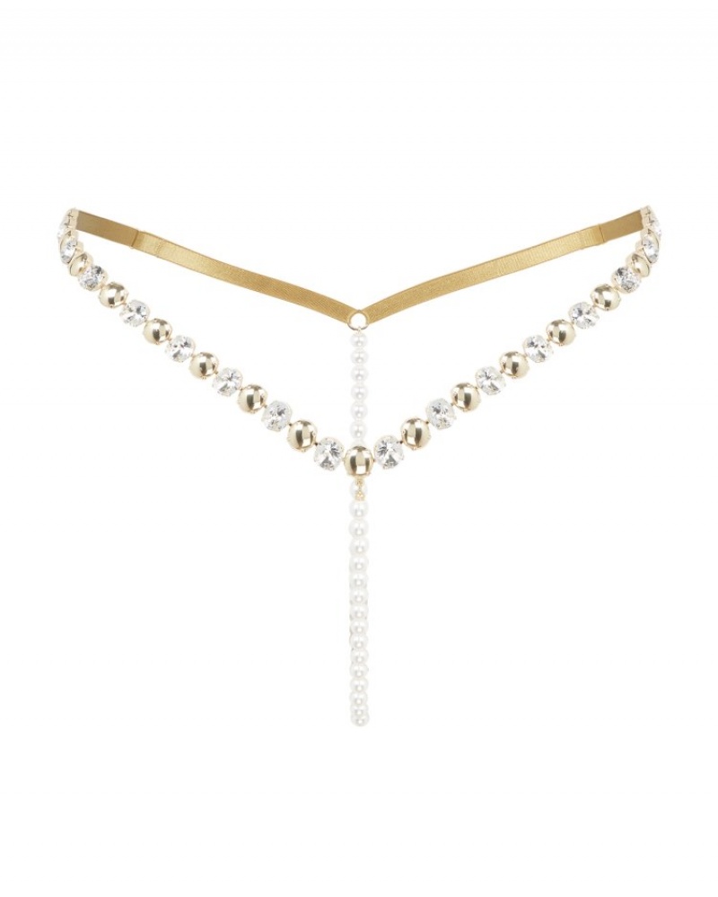 Agent Provocateur Gwenie ひも レディース Tバック Gold/Pearl 日本 | T6E-3721