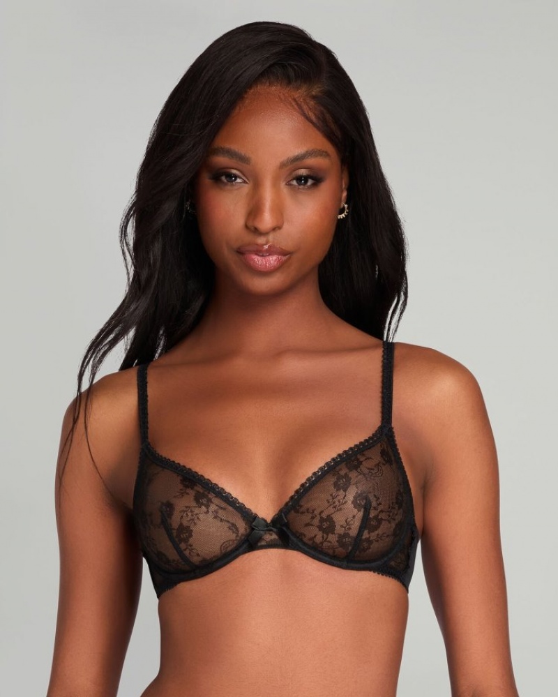 Agent Provocateur Laily 1 Plunge Underwired Bra レディース ブラ 深い黒 日本 | T0V-8124