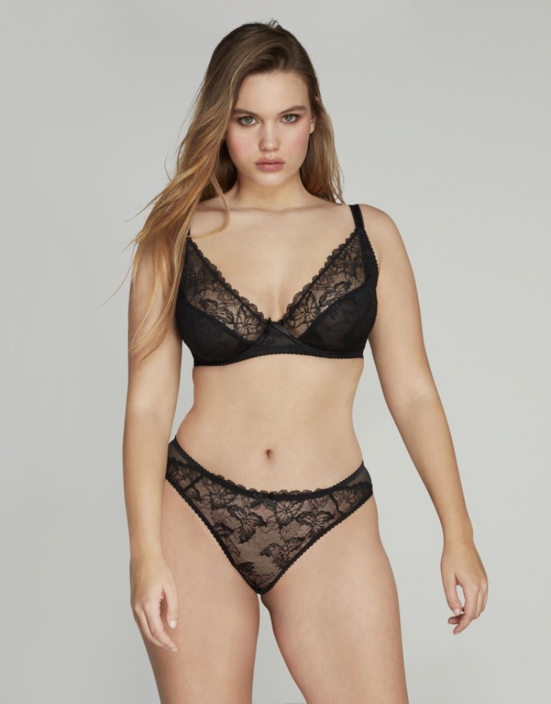 Agent Provocateur Leni Plunge Underwired Bra レディース ブラ 黒 日本 | B2E-4417