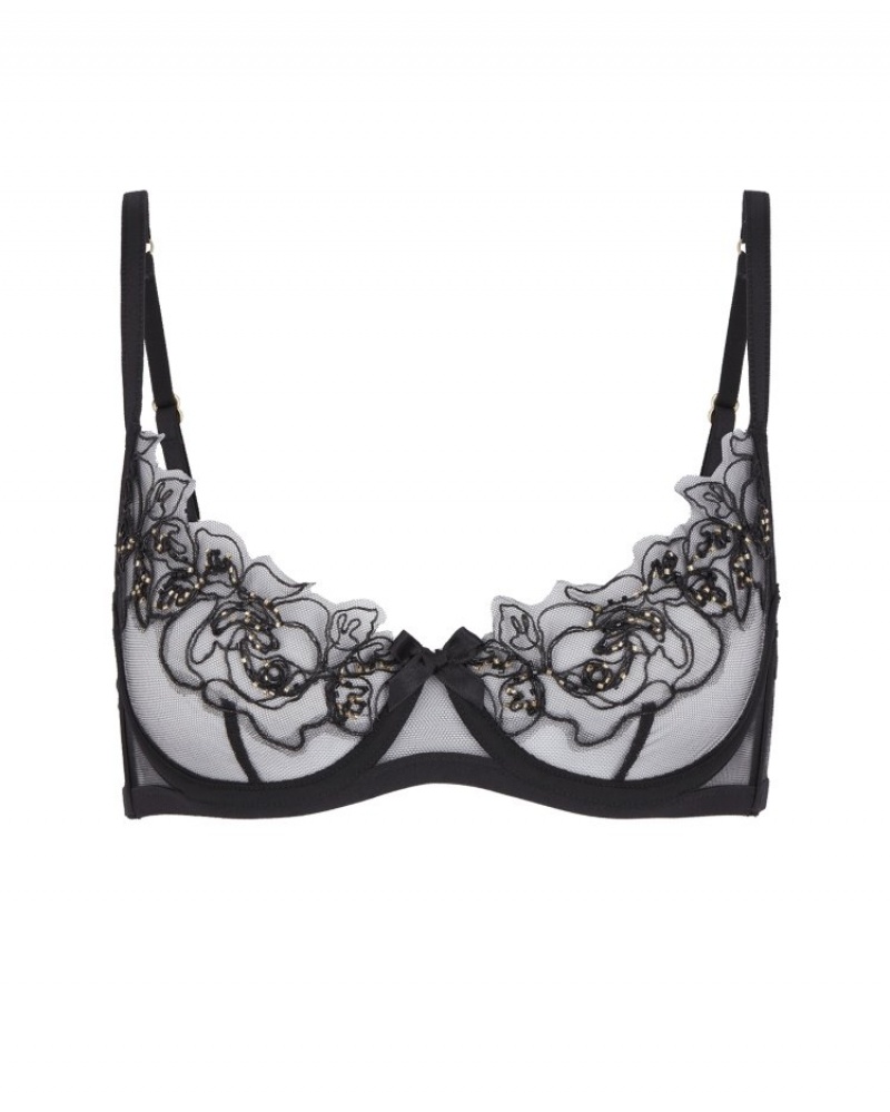 Agent Provocateur Lindie Demi Cup Plunge Underwired Bra レディース ブラ 黒 日本 | O9E-4366