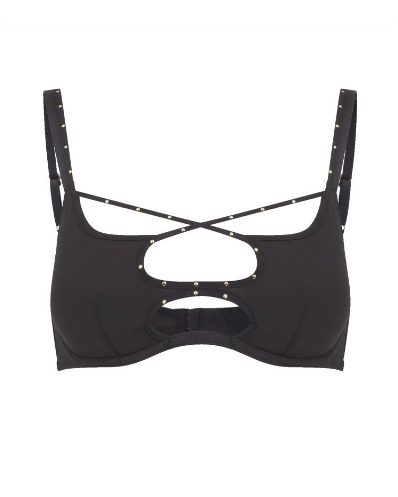 Agent Provocateur Liza High Neck Plunge Underwired Bra レディース ブラ 黒 日本 | H9F-6858