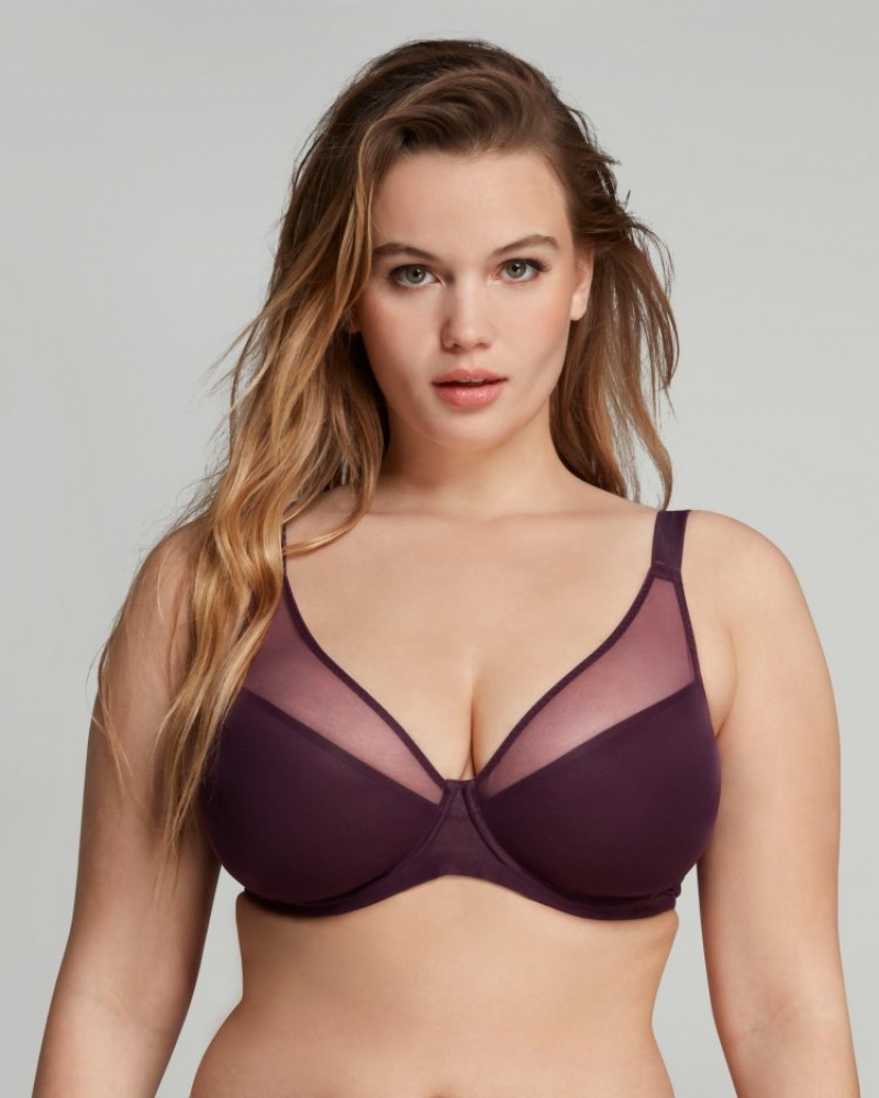 Agent Provocateur Lucky パッド入り Plunge Underwired Bra レディース ブラ Plum 日本 | T0G-9226