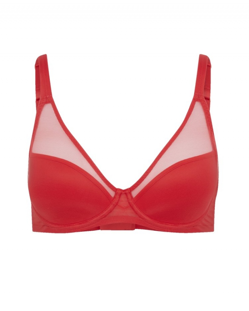 Agent Provocateur Lucky パッド入り Plunge Underwired Bra レディース ブラ 赤 日本 | L7Q-8948