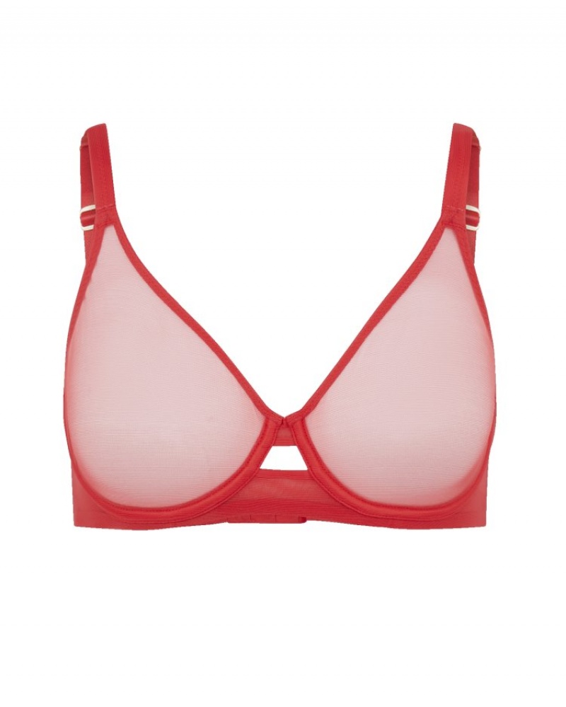 Agent Provocateur Lucky パッド入り Plunge Underwired Bra レディース ブラ 赤 日本 | L7Q-8948