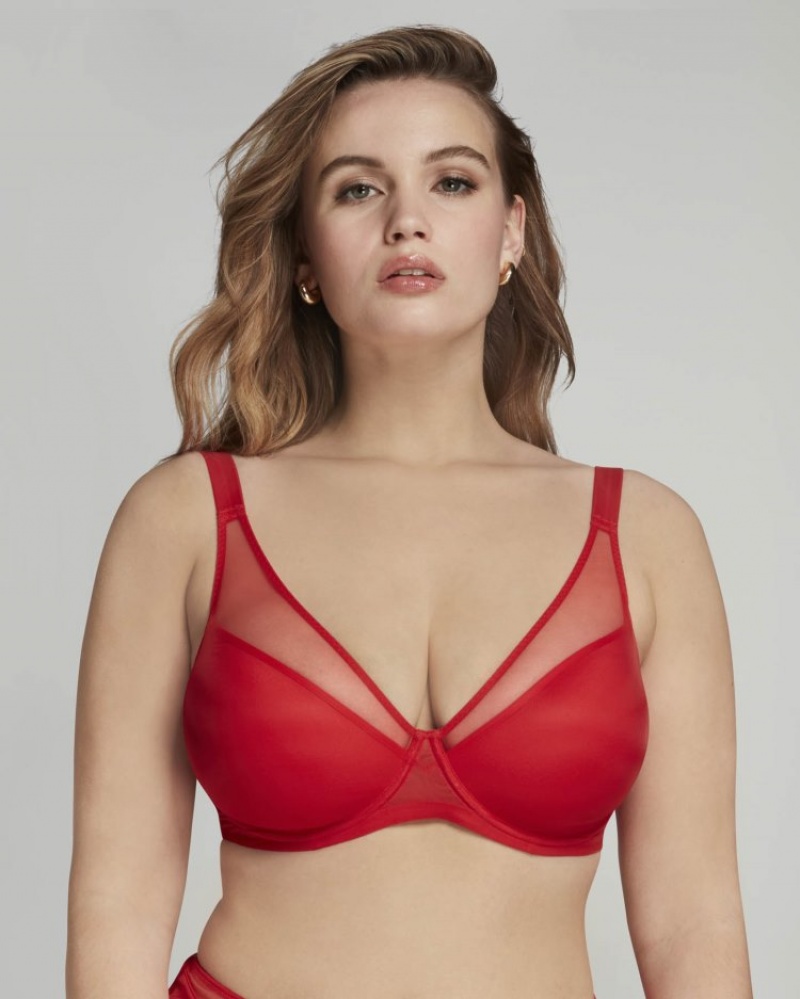 Agent Provocateur Lucky パッド入り Plunge Underwired Bra レディース ブラ 赤 日本 | L7Q-8948