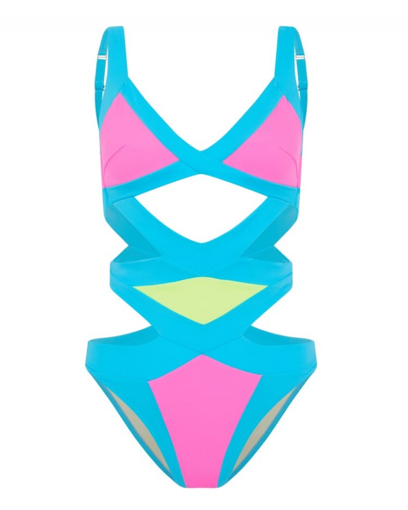 Agent Provocateur Mazzy Swimsuit レディース 水着 blue/pink/yellow 日本 | Y5N-6337