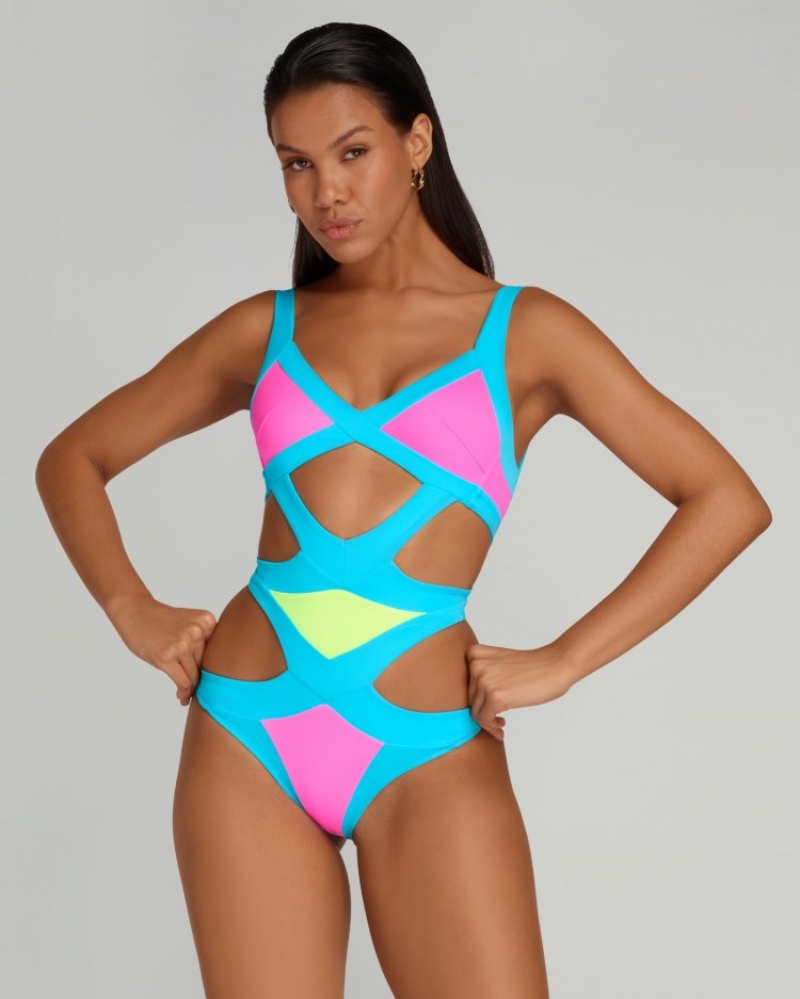 Agent Provocateur Mazzy Swimsuit レディース 水着 blue/pink/yellow 日本 | Y5N-6337