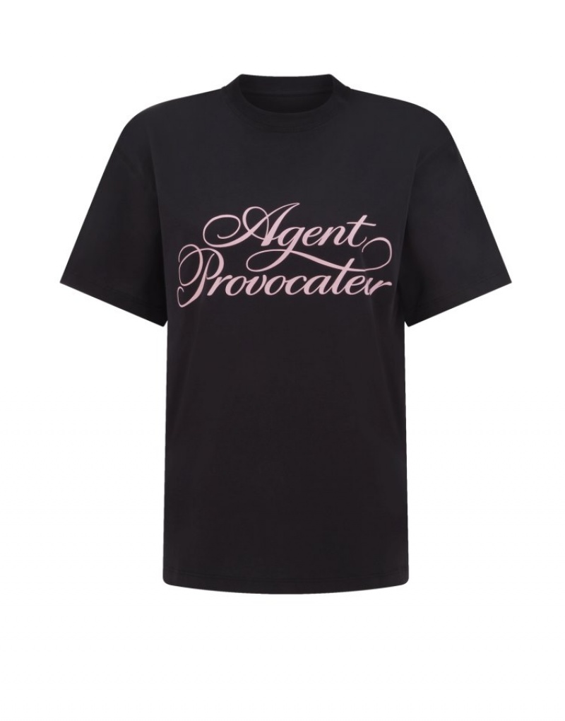 Agent Provocateur Rayley Boyfriend T-Shirt レディース Tシャツ 黒 日本 | M3H-6169