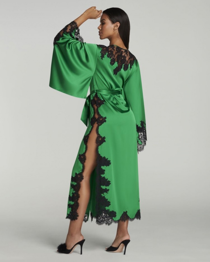 Agent Provocateur Trishya Long Kimono レディース パジャマ Emerald/Black 日本 | M0U-7377