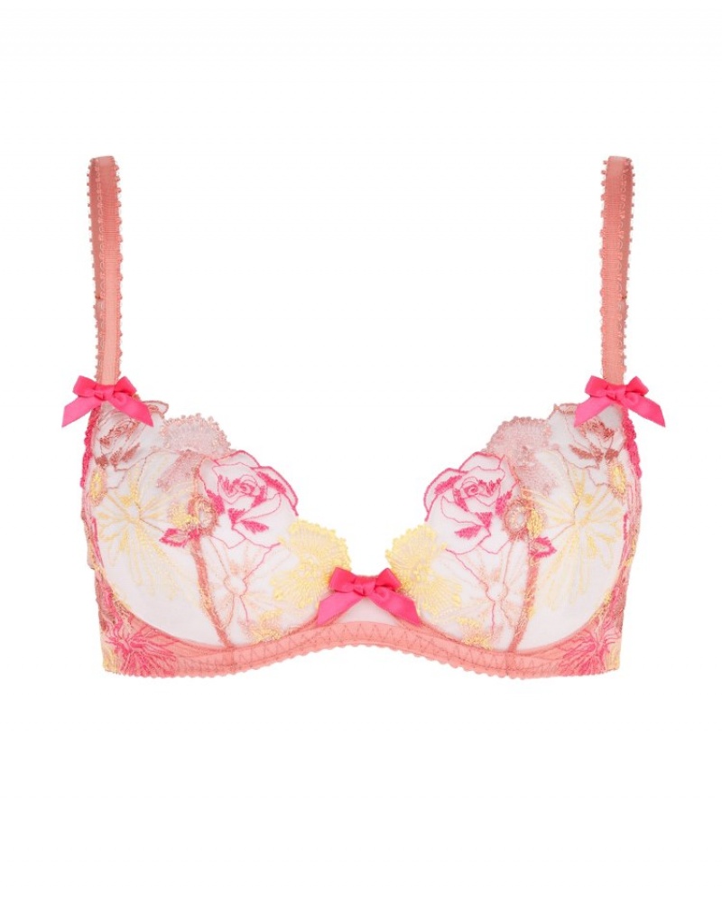 Agent Provocateur Zuri Plunge Underwired Bra レディース ブラ Dusky Pink/Yellow 日本 | J9W-2142