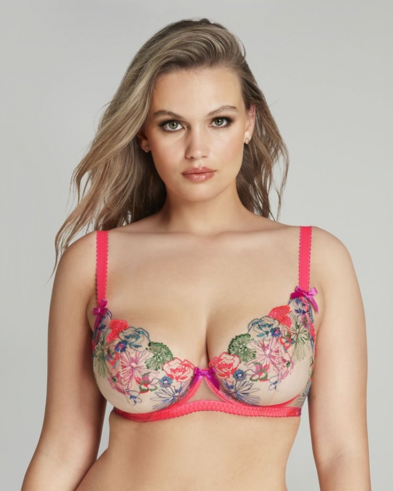 Agent Provocateur Zuri Plunge Underwired Bra レディース ランジェリー Orange/Teal/Pink 日本 | O3I-6167